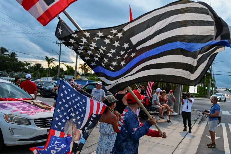 Trump supporters gather around Mar-A-Lago