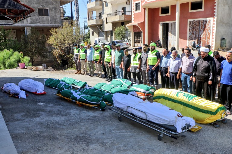 bodies of members of the same family who were killed during an Israeli airstrike