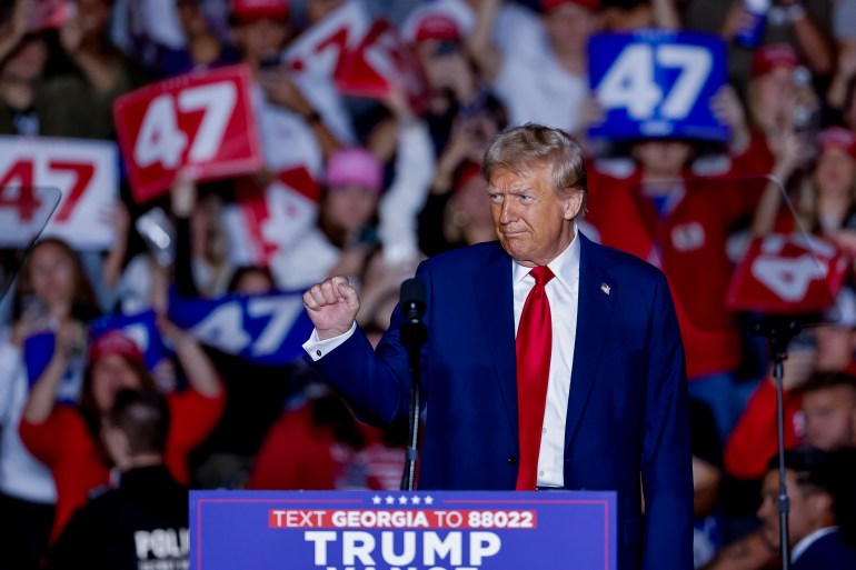 Republican presidential nominee Donald Trump campaigns in Atlanta, Georgia