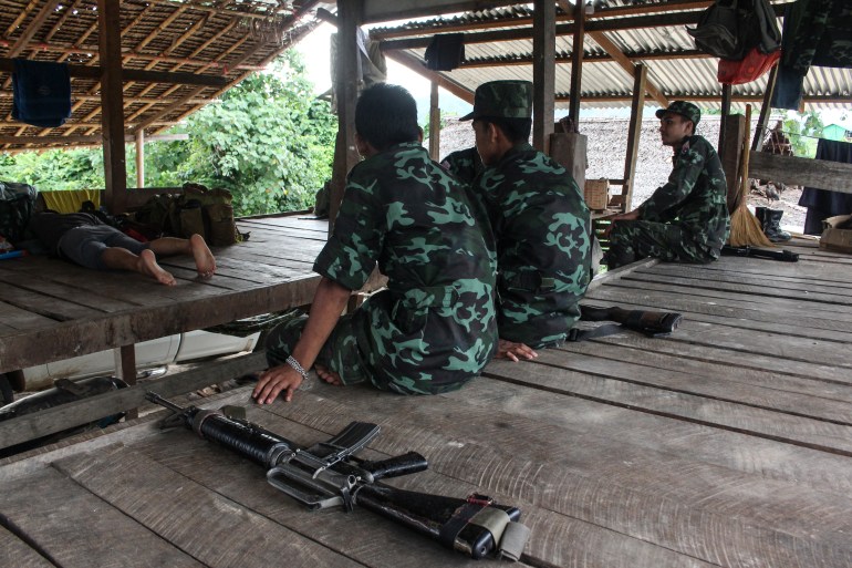 Soldiers in 3rd Company, known as ‘Muslim Company’, rest while recovering from illness at their barracks in Myanmar’s Tanintharyi Region.