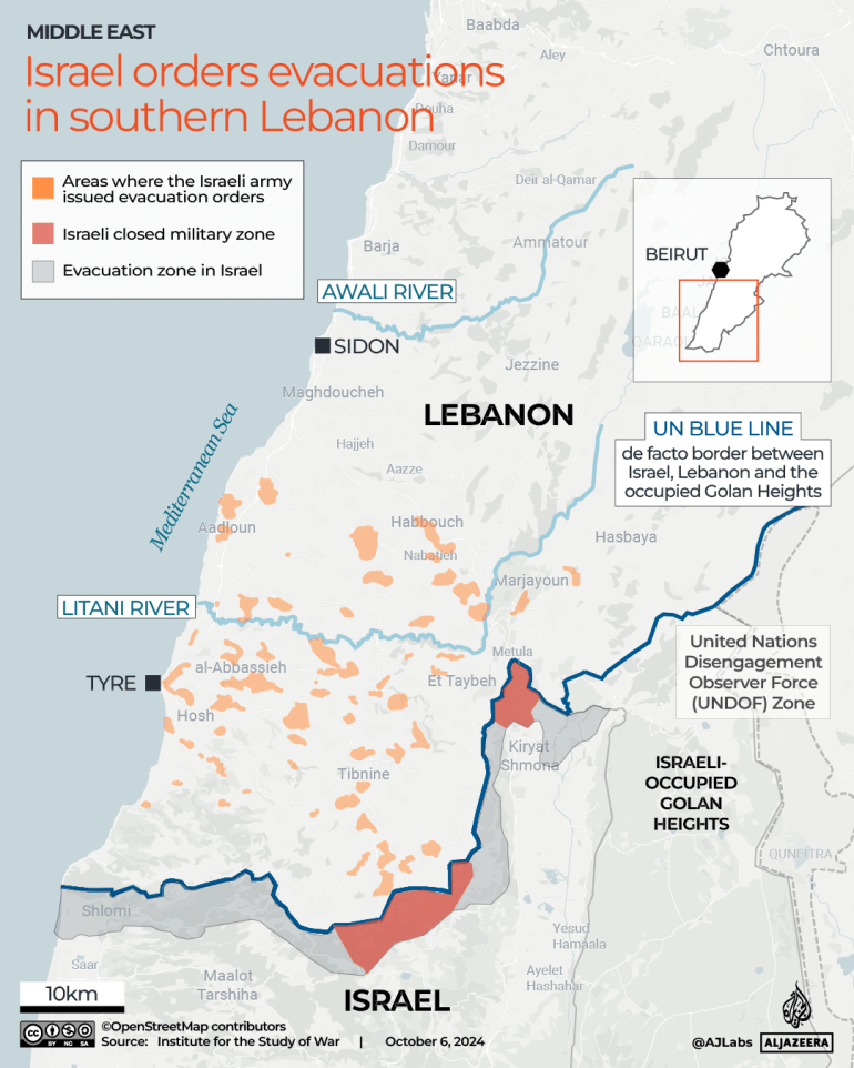 INTERACTIVE - Southern Lebanon map - Israeli evacuations ordered - October 6 - 2024 (1)-1728209120