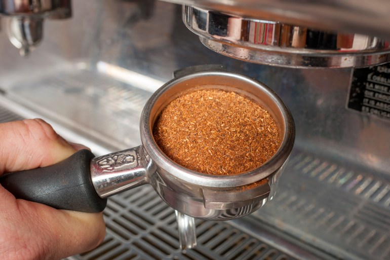 Ground Red Espresso about to be expressed. [Courtesy of Red Espresso]