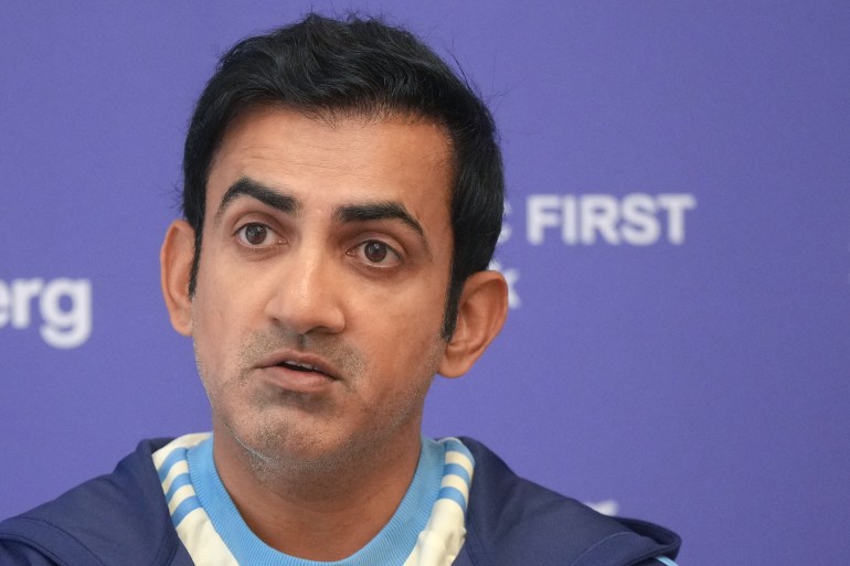 India's cricket head coach Gautam Gambhir speaks during a press conference ahead of team's departure to Australia for BorderGavaskar Trophy series, in Mumbai on November 11, 2024. (Photo by AFP)