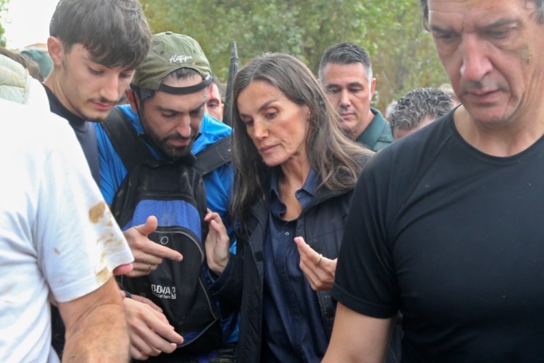 Spain's Queen Letizia speaks with people 