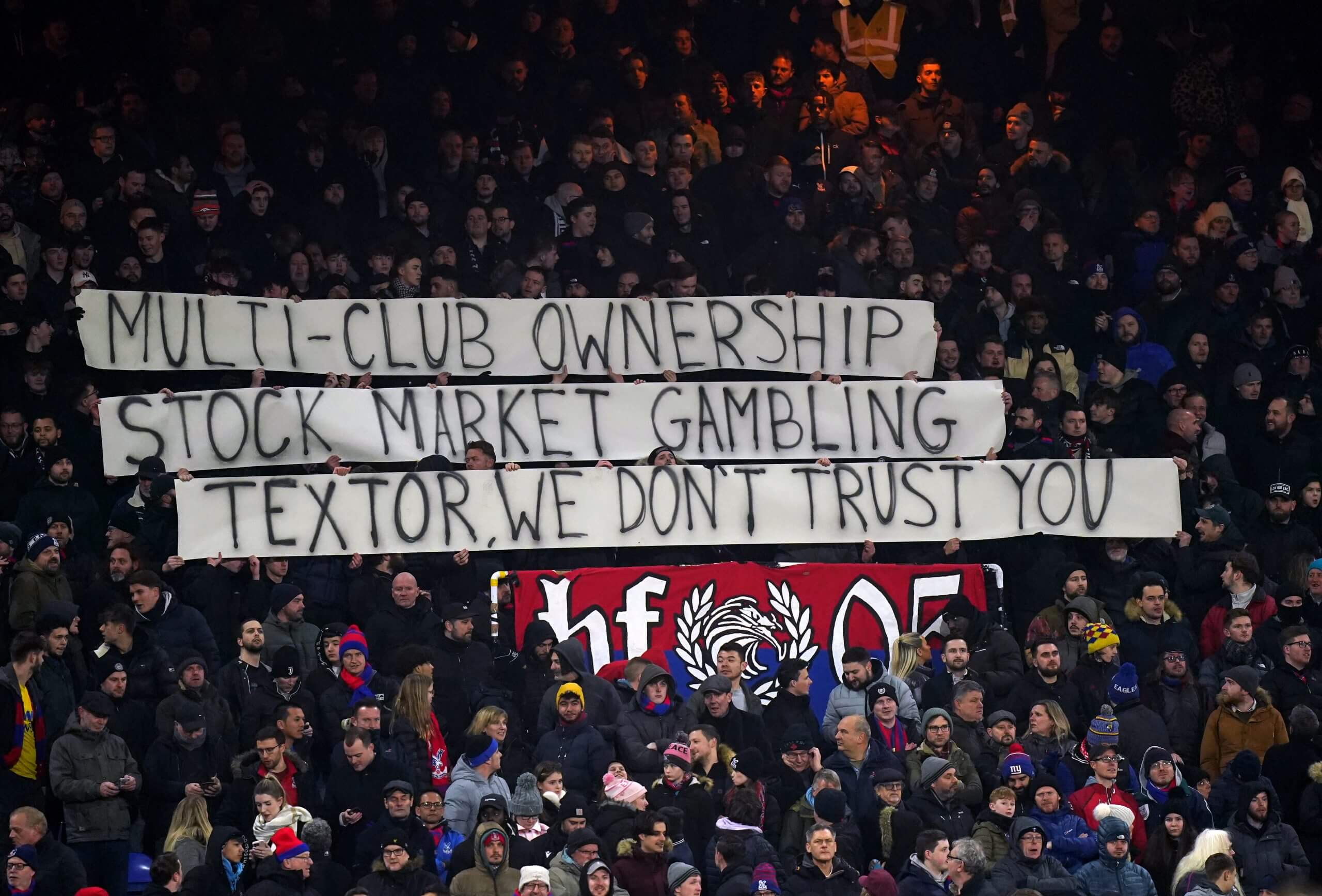 Palace fans have protested against Textor's involvement in their club (Adam Davy/PA Images via Getty Images)