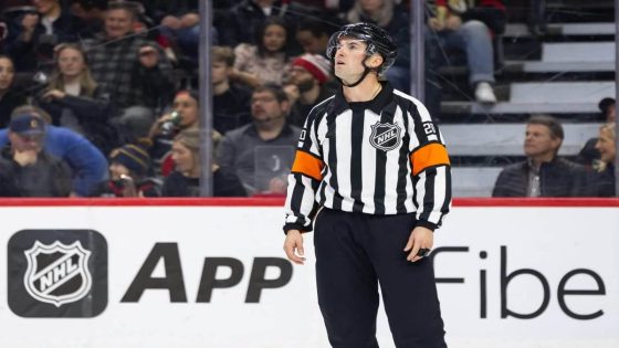 NHL referee taken to hospital after on-ice collision with Avalanche player