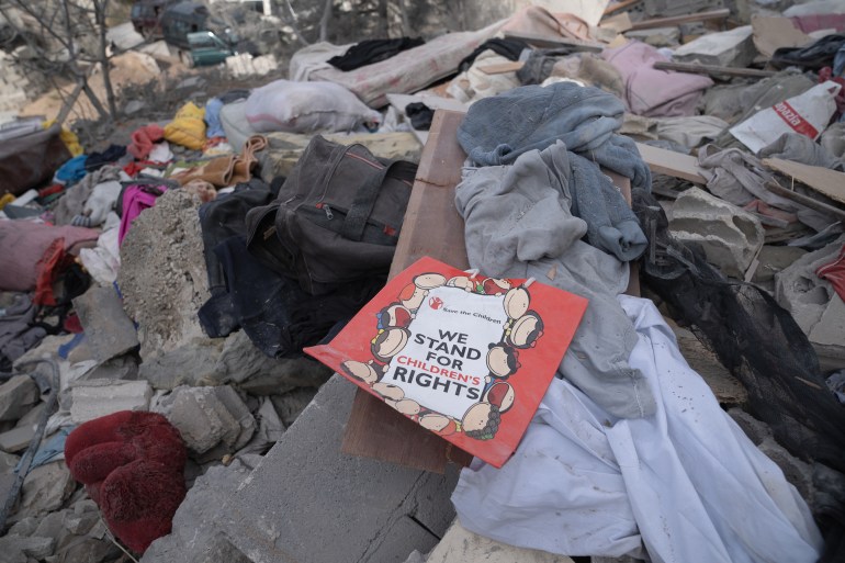 Rubble and remains after an Israeli air raid on the northern Lebanese village of Ain Yaaqoub in Akkar