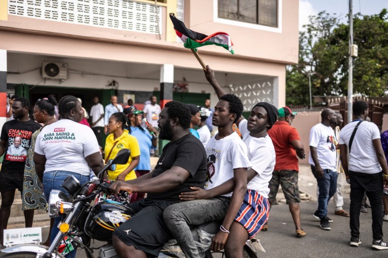 Supporters of National Democratic Congress celebrate in Accra