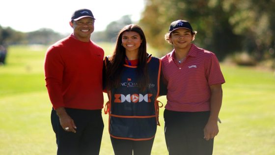 Charlie Woods hits hole-in-one to put him and Tiger in lead at PNC Championship