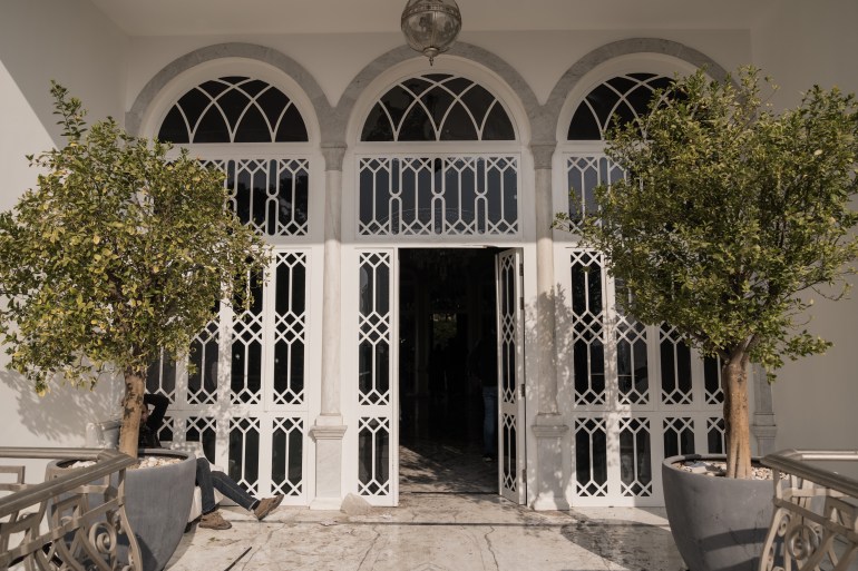 The entryway to a former property of Bashar al-Assad in Damascus [Raghed Waked/Al Jazeera]